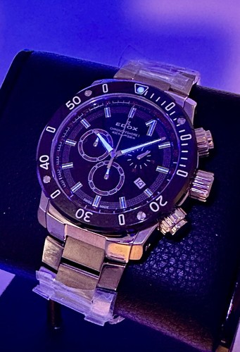 Pre-owned Edox Brand  Chronoffshore-1 Chronograph Swiss Quartz Black Dial 500m 45mm