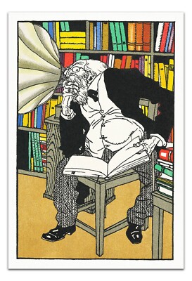 THE DIALECTICIAN Moriz Jung (1911) Vintage Illustration 22x15'' Premium Art Print