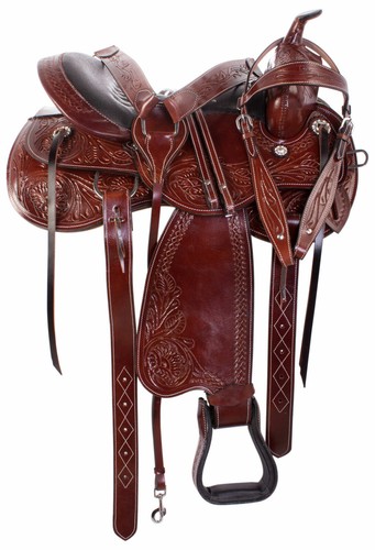 Western Barrel Leather Saddle Beautifully Hand Painted