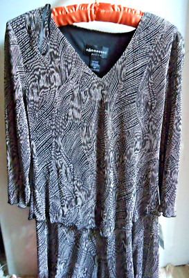 NWT Connected Petite dress size 10P Macy's NOS, Black w/pattern, overlay,Women's