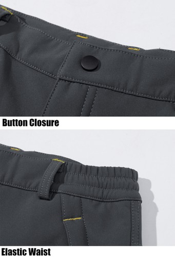 Men's Fleece Lined Ski Snow Pants 5 Zip Pocket Waterproof Hiking Winter Trousers