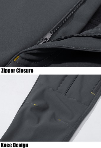 Men's Fleece Lined Ski Snow Pants 5 Zip Pocket Waterproof Hiking Winter Trousers