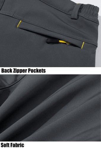 Men's Fleece Lined Ski Snow Pants 5 Zip Pocket Waterproof Hiking Winter Trousers