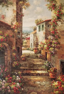 Tuscan Village #3J-8,  24x36 -100% Hand painted Oil Painting on Canvas