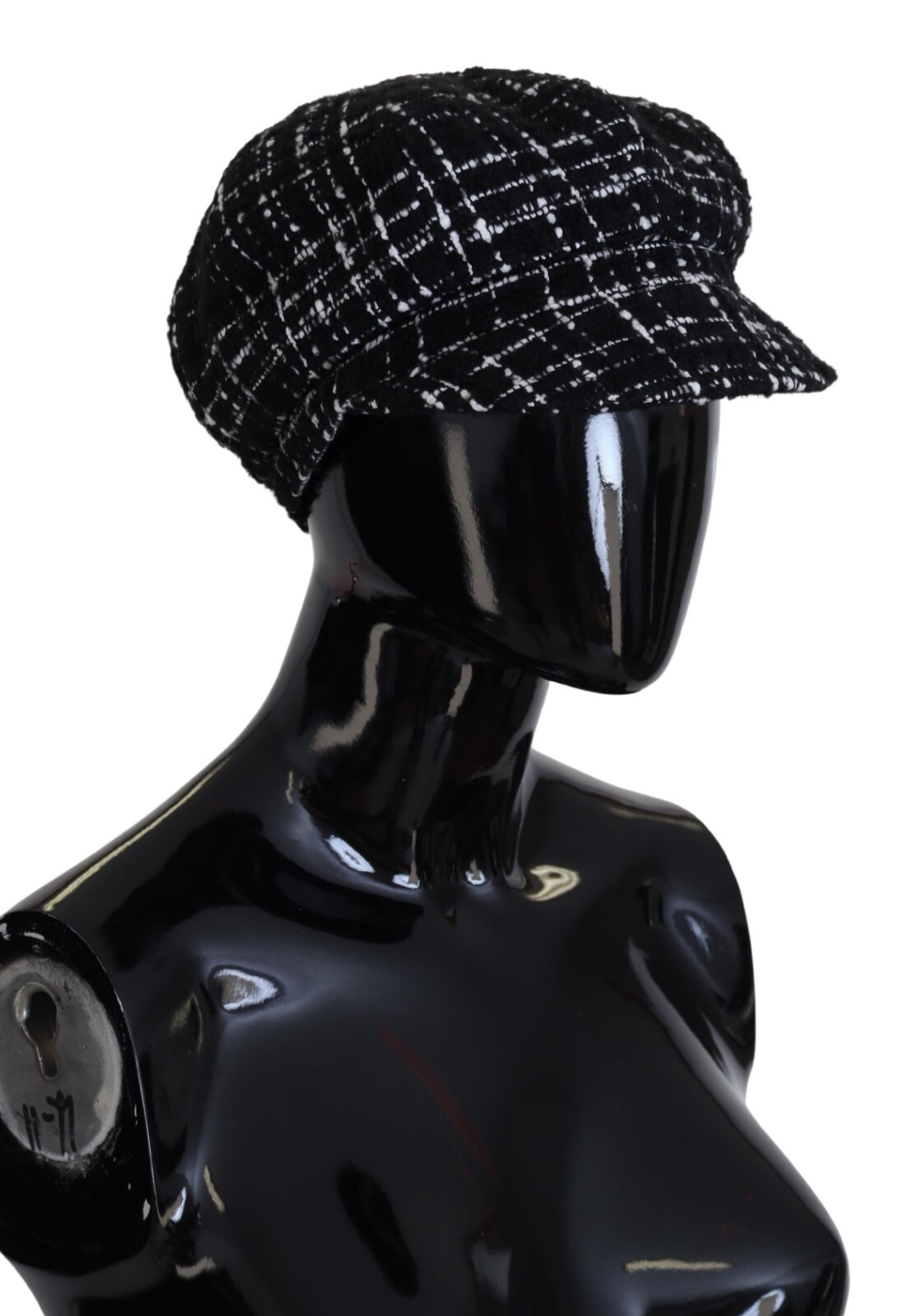 

DOLCE - GABBANA Шляпа Черная твидовая клетчатая кепка с логотипом DG Cabbie Cap .57 /  500usd, Черный