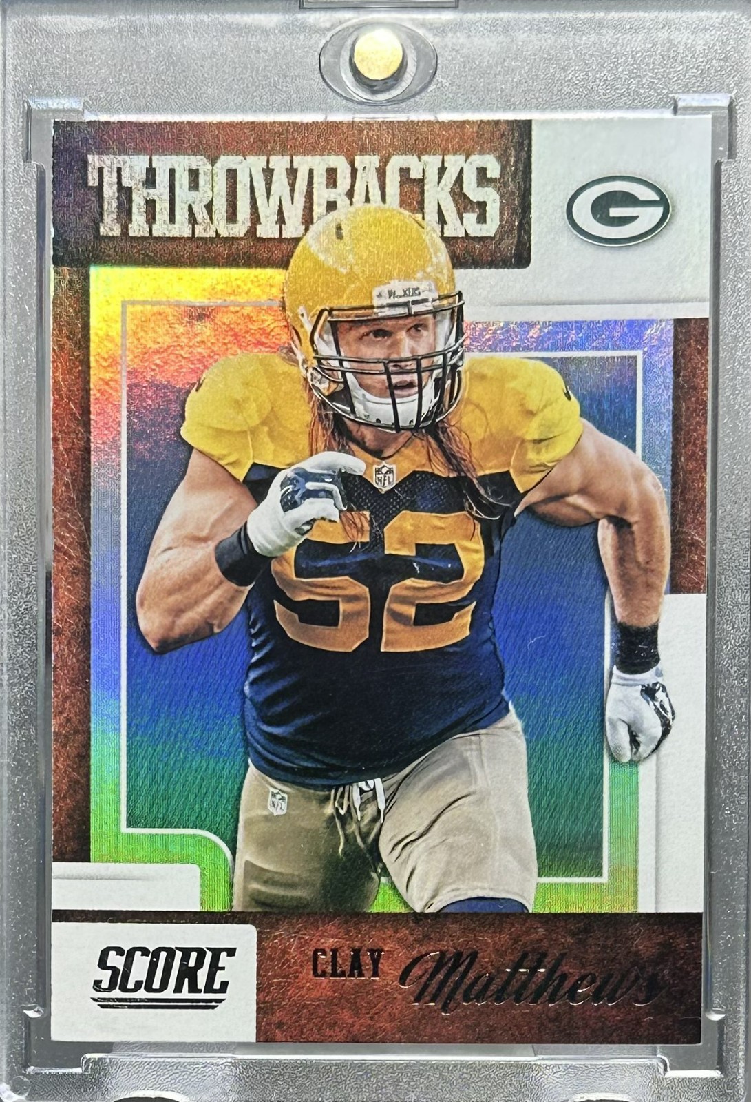 CLAY MATTHEWS RARE HOLO THROWBACK JERSEY REFRACTOR FOIL SPORTS CARD PACKERS MINT