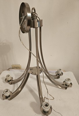 5 Light Hanging Chandelier Lighting Some items/Shade Missing.  Nickel New 