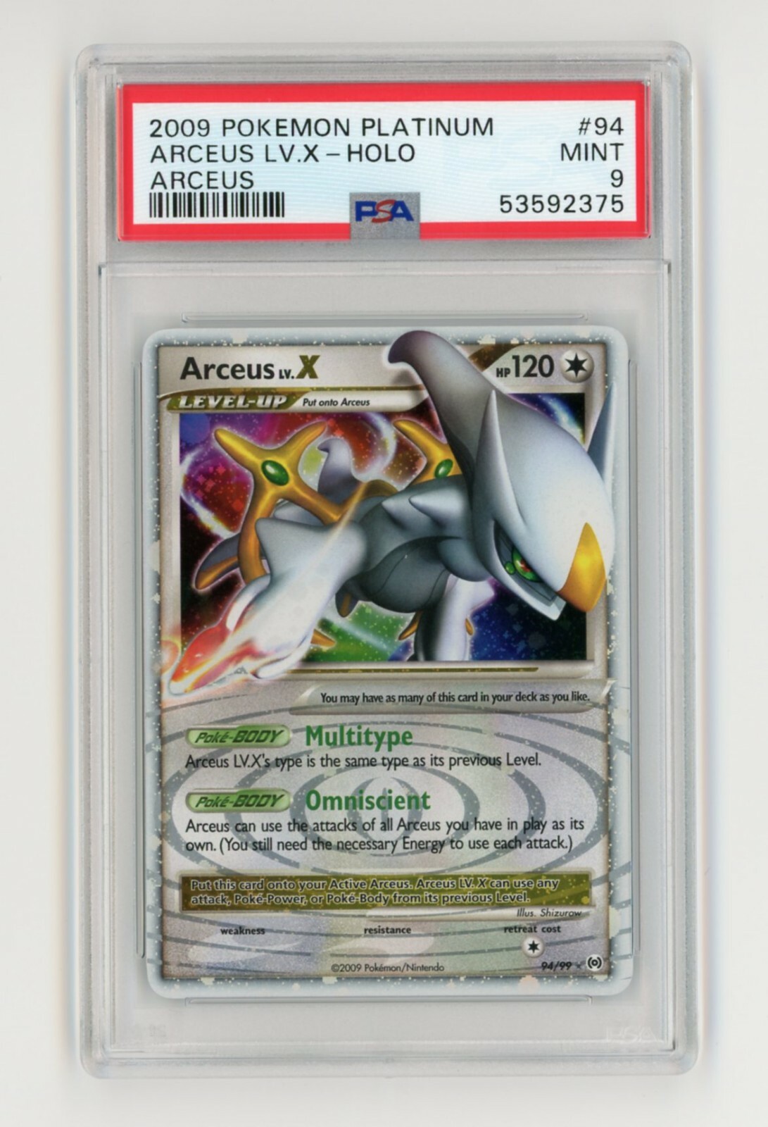 Arceus LV. X 94/99 Platinum Arceus Ultra Rare Holo Pokemon Arceus LV. X 94/99 Platinum Arceus Ultra Rare Holo Pokemon