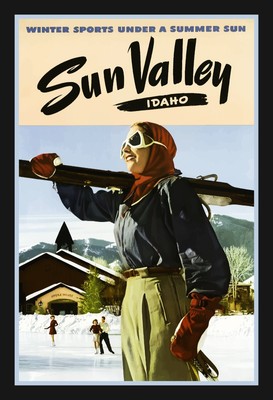 Sun Valley Idaho -Skiing - Vintage Travel Poster Image - BIG MAGNET 3.5 x 5 in