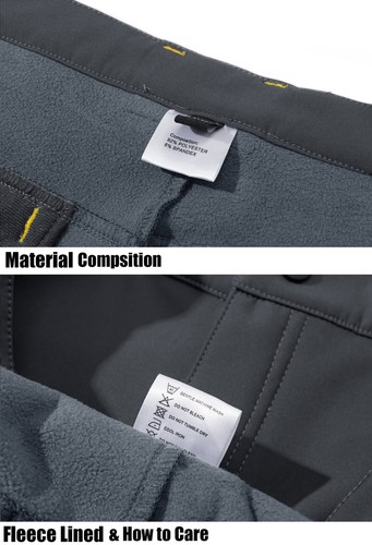 Men's Fleece Lined Ski Snow Pants 5 Zip Pocket Waterproof Hiking Winter Trousers