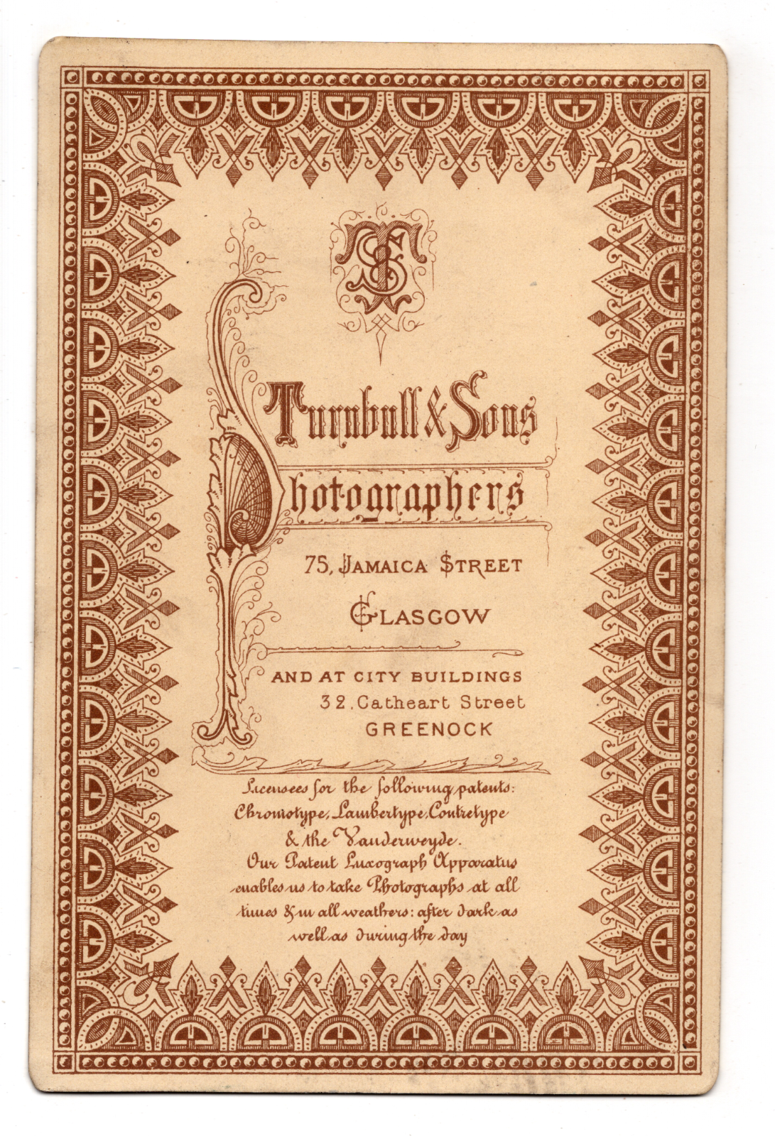 CIRCA 1890s CABINET CARD TURNBULL & SONS HANDSOME YOUNG MAN GLASGOW SCOTLAND — additional view