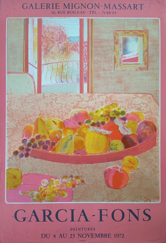 Pierre Garcia-Fons Affiche Expo Litho 1972 Galerie Massart Imp Mourlot 
