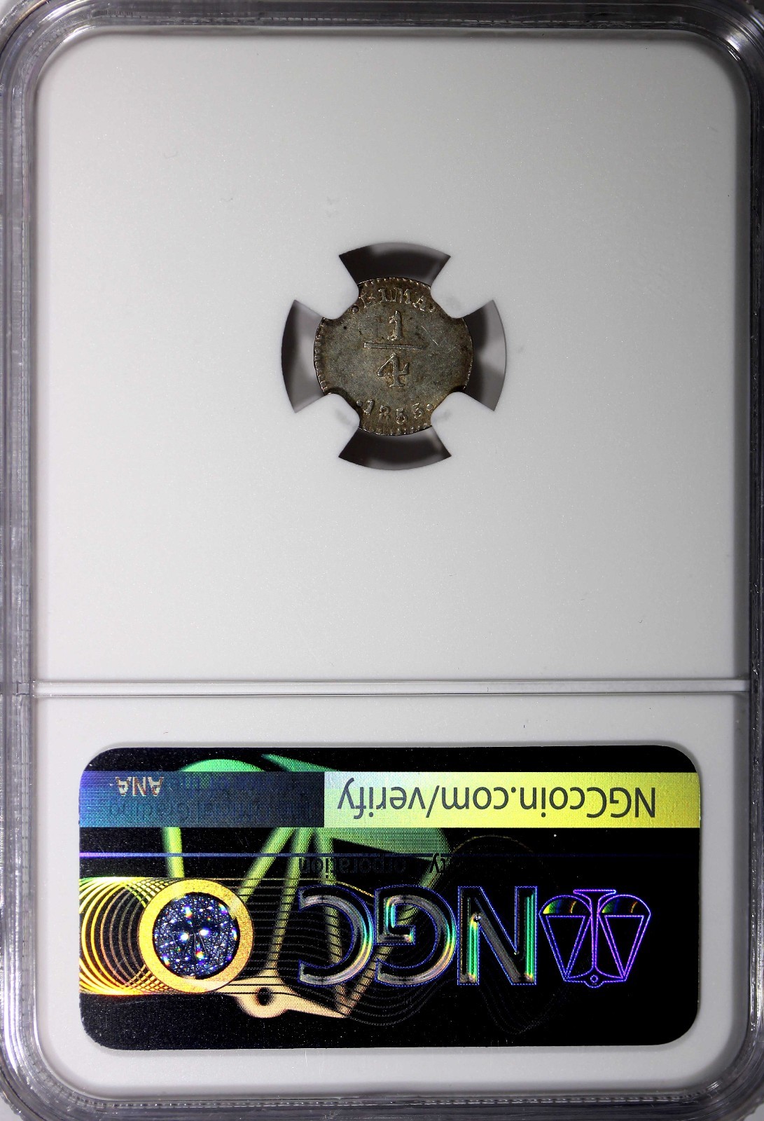 Peru Silver 1855 1/4 Real Lima Mint  NGC MS61  Llama KM143.1