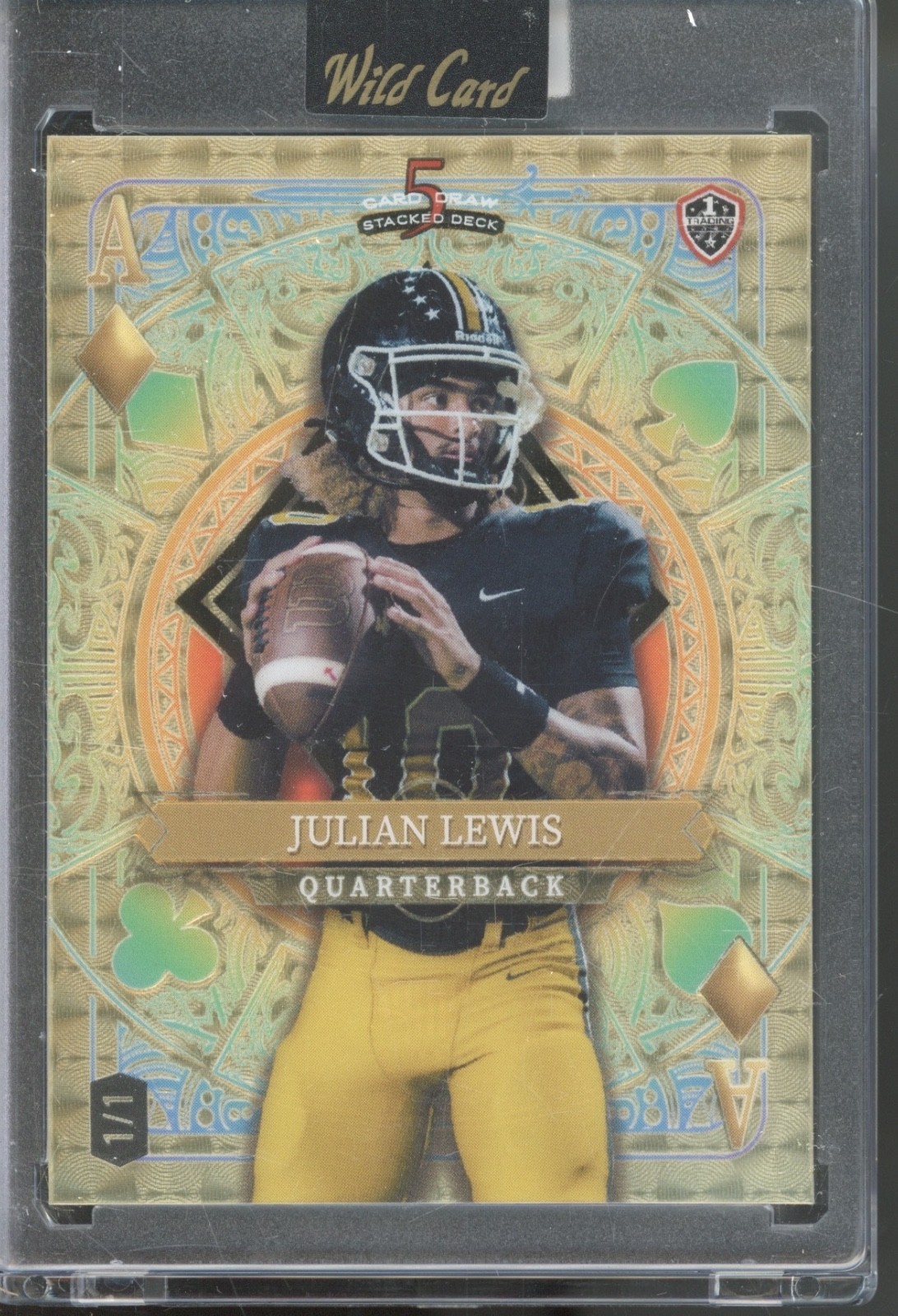 2024 Wild 5 Card Draw Ace Of Diamonds Super Prismatic Gold Julian Lewis 1/1 RC