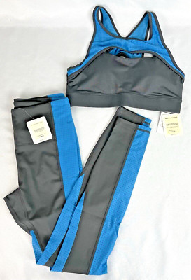 Fabletics Bra & Motion365 High Waisted Leggings Set - SMALL - Onyx/Riptide - NEW