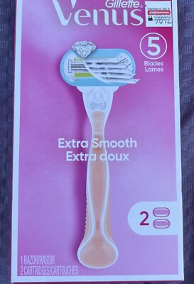 Gillette Venus Extra Smooth Pink Razor Handle with 2 Cartridges