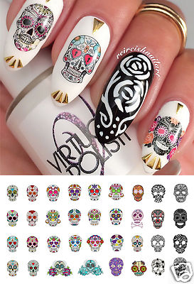 Sugar Skull Nail Art Waterslide Decals Set#2 - Featured in Rachael Ray Magazine!