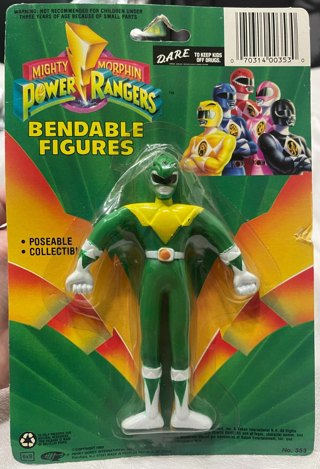 (新品未開封) Mighty Morphin Power Rangers PRINT ERROR 1993 Mighty Morphin Power Rangers Bendable