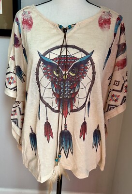 New Woman s Modern Native American Light Poncho Top Arizona Summer Style