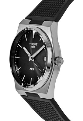 Pre-owned Tissot Prx T-classic Swiss Made Rubber Strap Black Dial Quartz 100m Mens Watch