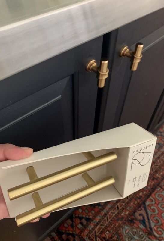 4 GOLD BRASS SATIN FINISH T CABINET PULLS •BRAND NEW IN BOX! Paid $50 BRAND NEW!