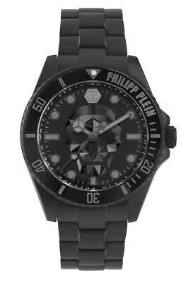 Pre-owned Philipp Plein Black Mens Analogue Watch The $kull Diver Pwoaa0922