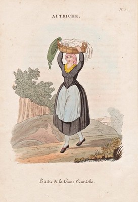 Oberösterreich Österreich Austria Milchmädchen costume Tracht Aquatinta 1820