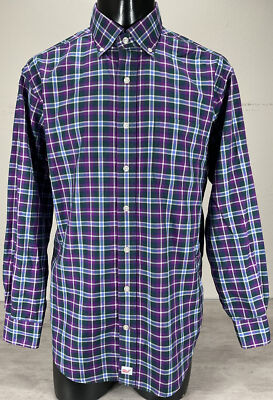 Vineyard Vines Classic Fit Long Sleeve Cotton Murray Shirt Sz M Purple Plaid