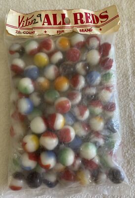Vintage 70 Vitro All Reds Marbles Five Star Brand Sealed LOT 4-253
