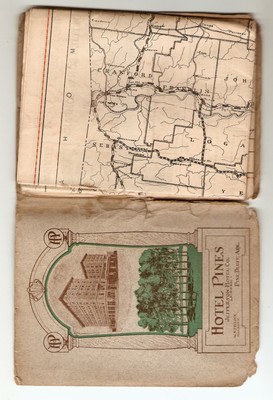 PINES HOTEL, PINE BLUFF, ARKANSAS ANTIQUE CITY AND STATE FOLDING MAP, MARCH 1923