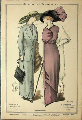 1911 JOURNAL DES DEMOISELLE'S SINGLE COLORED ENGRAVING - E16-L