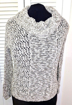 Sweater INC International Concepts Women's Long Sleeve Mesh Gold & Tan Large
