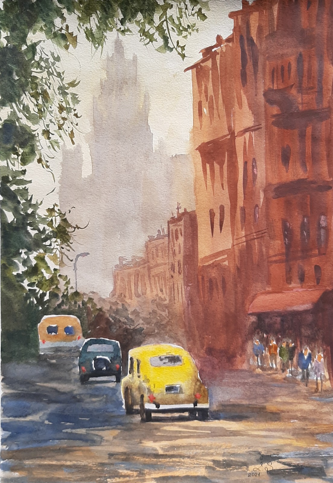 Original Watercolor Painting Cityscaps Wall Art HandMade