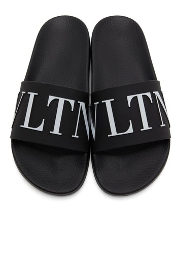 Valentino Garavani★ブラック VLTN スライド Black VLTN Slides by Valentino Garavani on Sale