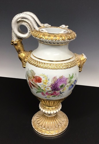 Meissen Porcelain Vase With Snake Handle