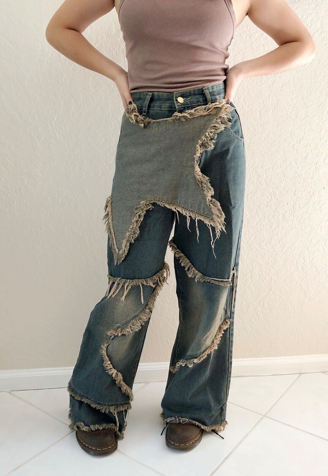 Y2k Pants Star Vintage Wide Leg Pants MEDIUM Women Jeans Y2k Pants Star Vintage Wide Leg Pants MEDIUM Women Jeans