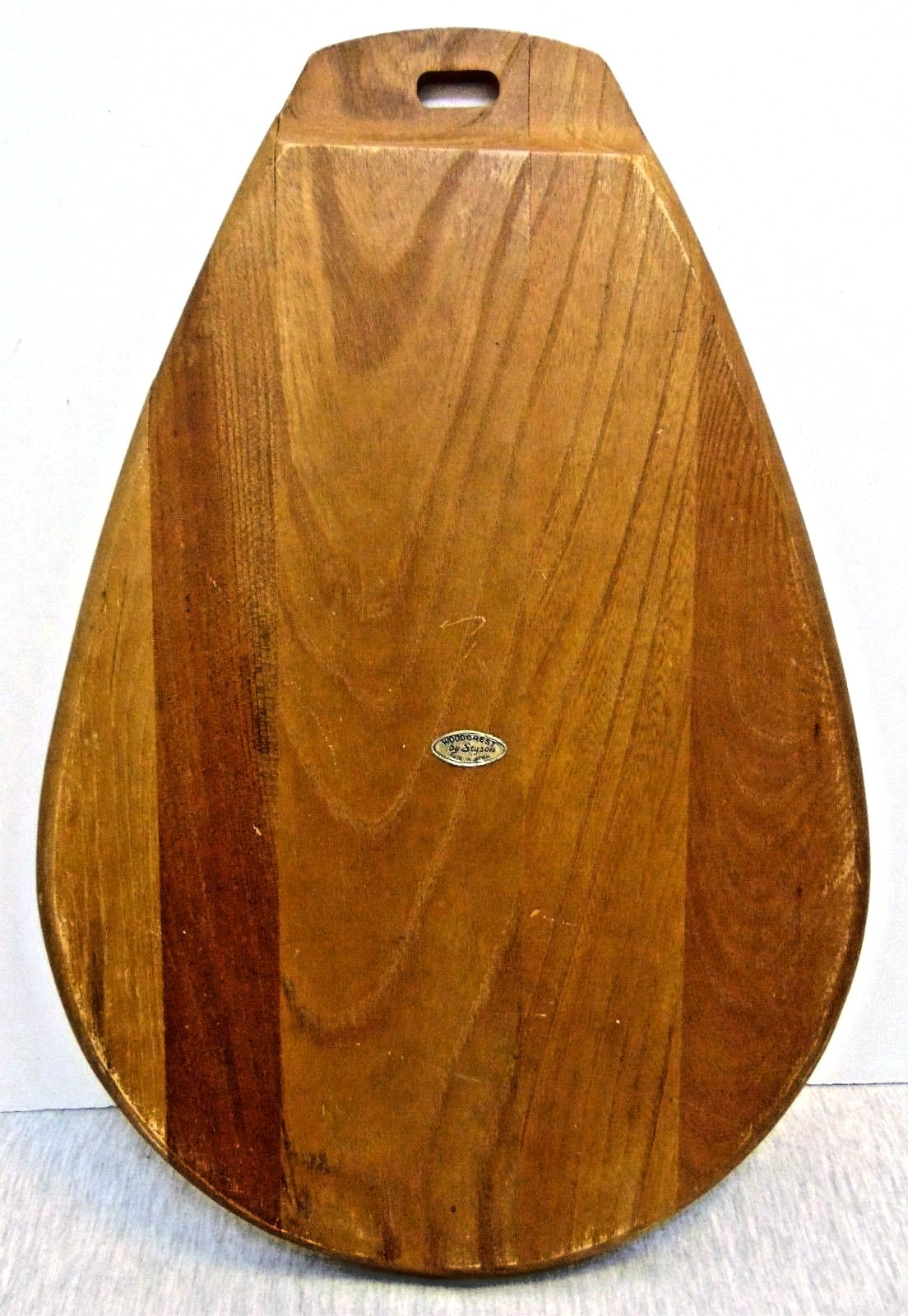 Vtg Woodcrest by Styson Snack Serving Dish Platter Wooden has Ceramic Round Tile