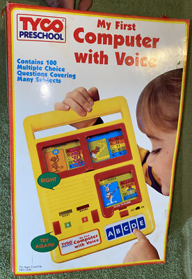Tyco My First Computer With Voice In Box with Cards Parts Only Not Working