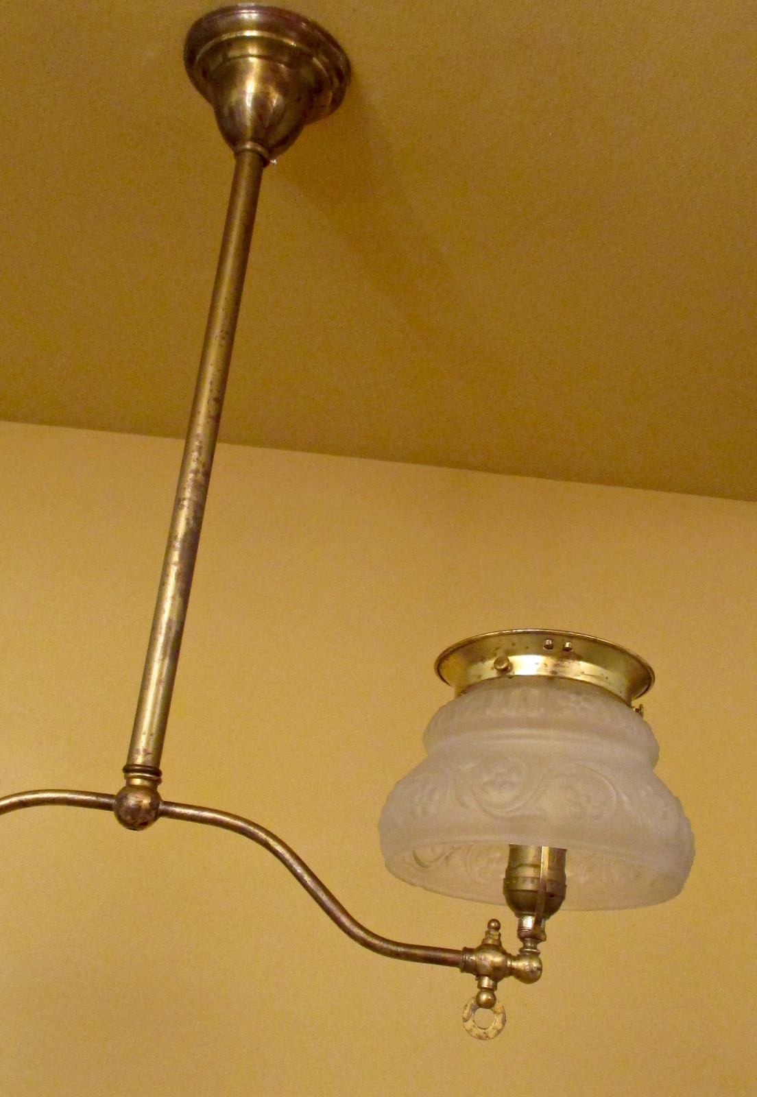 Vintage Lighting circa 1900 gas converted brass pendant