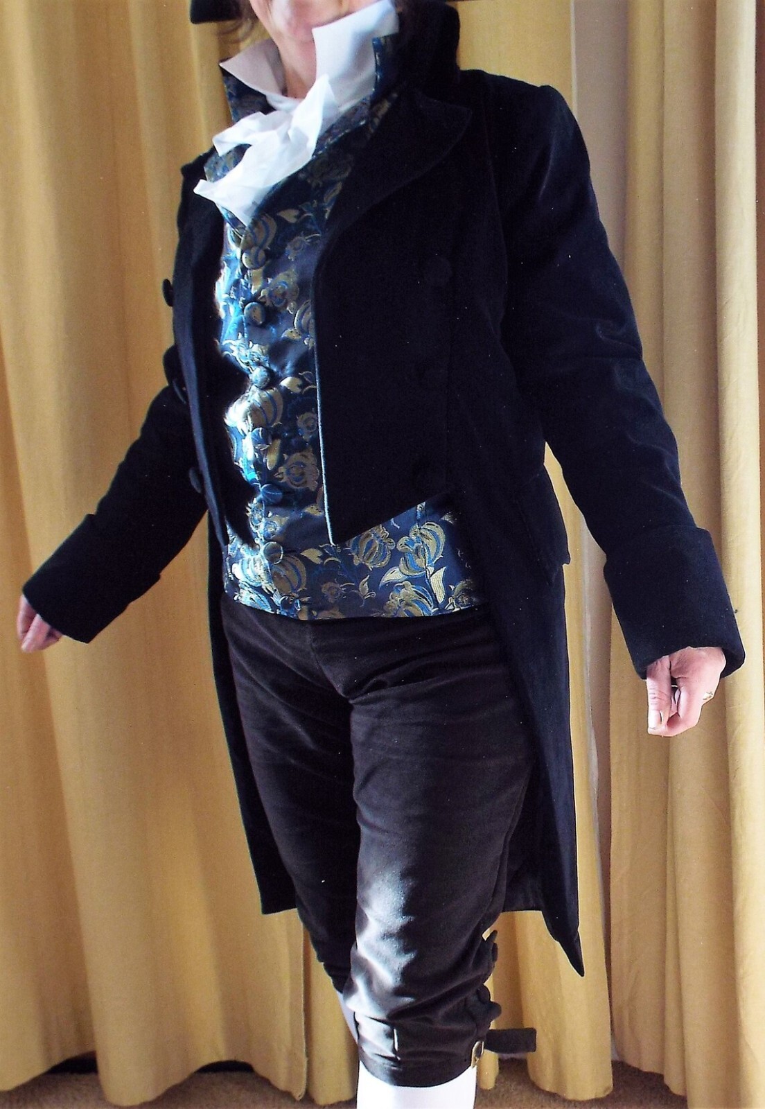 Pre-owned Handmade Regency Tailcoat Of The Early 19th Century Fashionable Regency Tail-coat In Blue