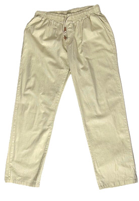 Man Wan Walk Men's Relaxed Resort Cotton Flax Pants XL Pull on Cool Beach