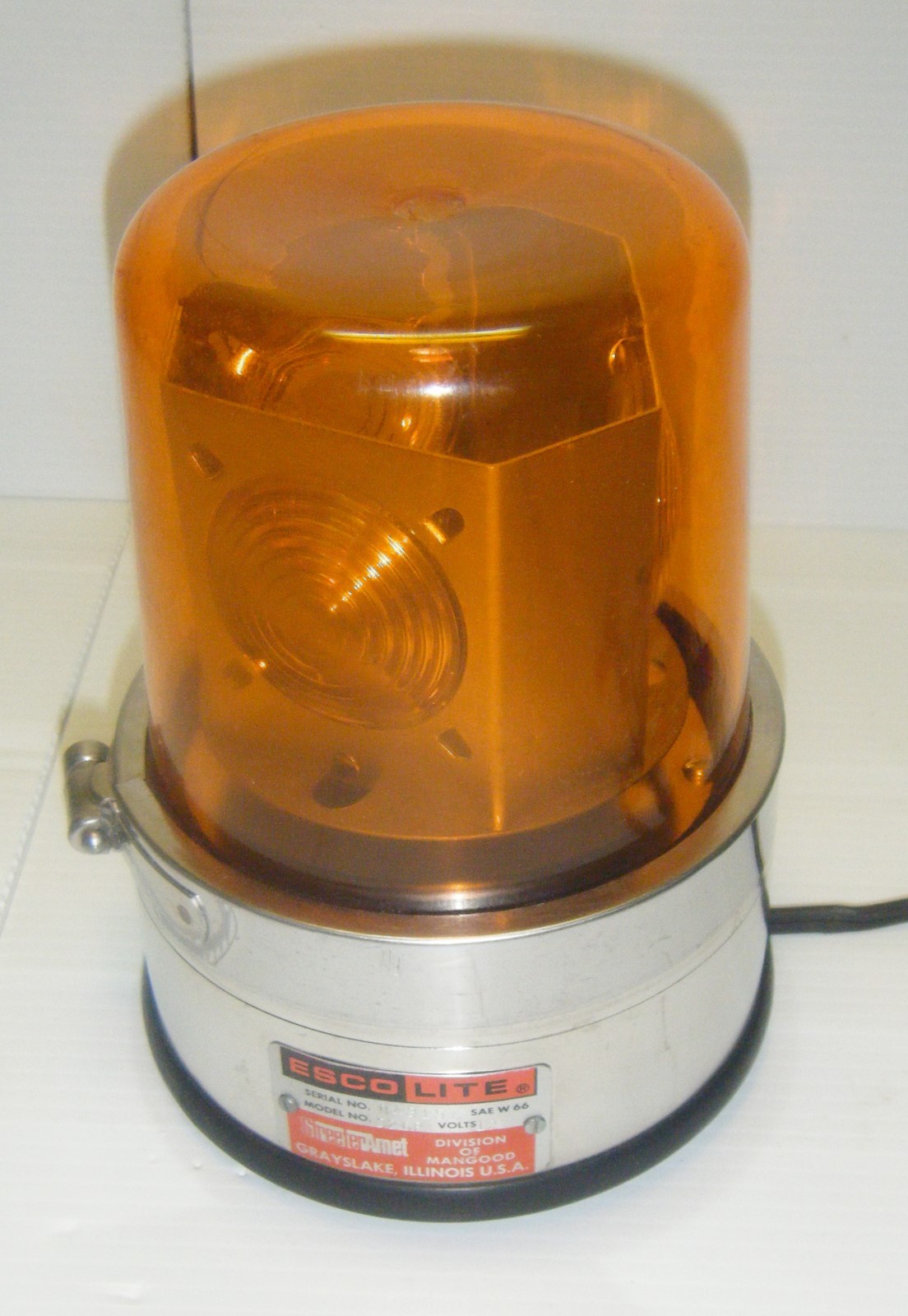 Vintage Esco LiteYellow Amber 12V Beacon style  Warning Light