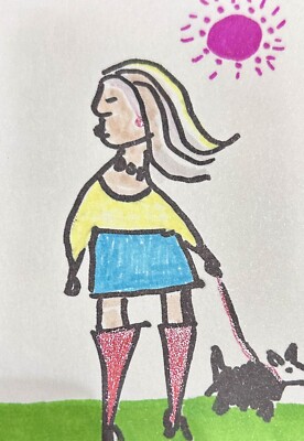 1Original Person art card, ACEO, dorisann1022 marker Portrait Face Outsider Brut