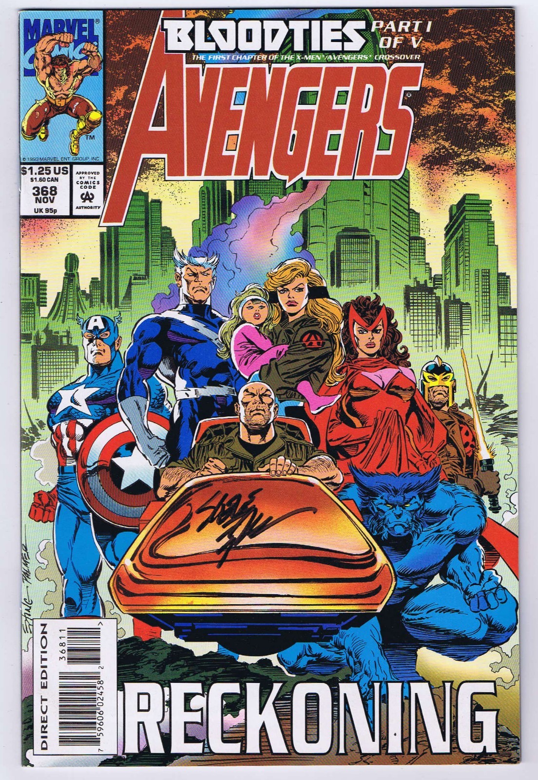 Avengers #368 VF/NM Signed w/COA Steve Epting 1993 Marvel Bloodties X-Men Part 1 Avengers #368 VF/NM Signed w/COA Steve Epting 1993 Marvel Bloodties X-Men Part 1