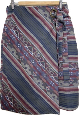 Orvis Faux Wrap Skirt Women s M Aztec Southwestern Elastic-Waist