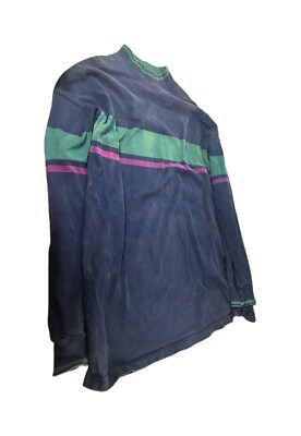 VTG LL Bean Heavyweight Striped Mock Neck Shirt Blue Green Purple Men s XL USA