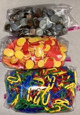 Math Manipulatives Teaching Homeschool Plastic Coins 2 Sided Counters Chain Link