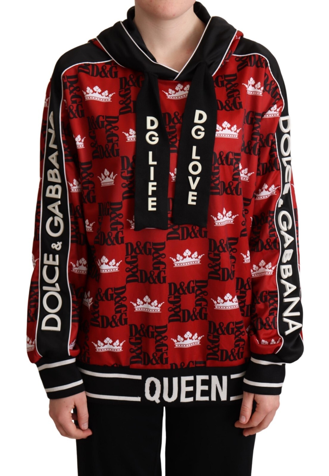 DOLCE & GABBANA Свитер Разноцветный Толстовка с капюшоном DG Queen IT44/US10/L $1000