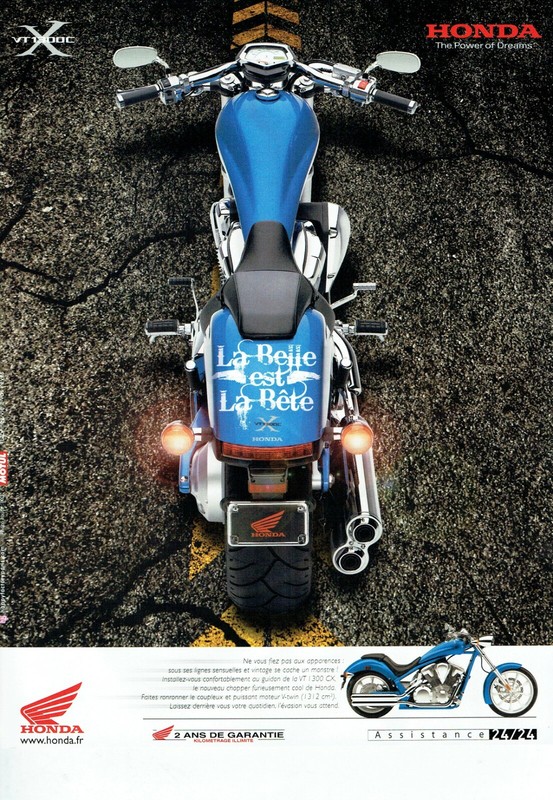PublicitÃ© Advertising 120 2009  Honda  Moto  Vt  300 Cw  Vintage V6twin Assista