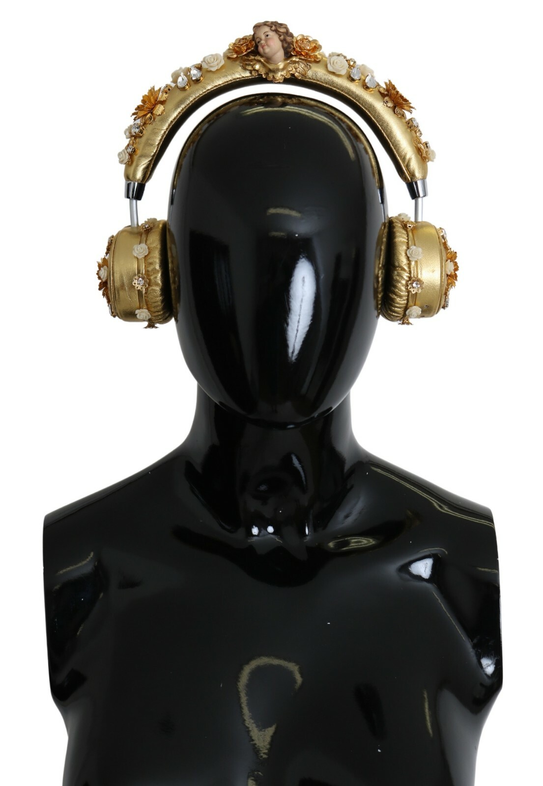 DOLCE & GABBANA Headphones Leather Gold Floral Crystal Angel DOLCE & GABBANA Headphones Leather Gold Floral Crystal Angel